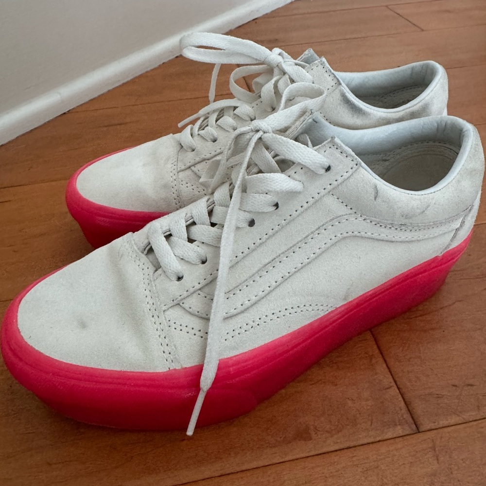Vans White and Pink Platform